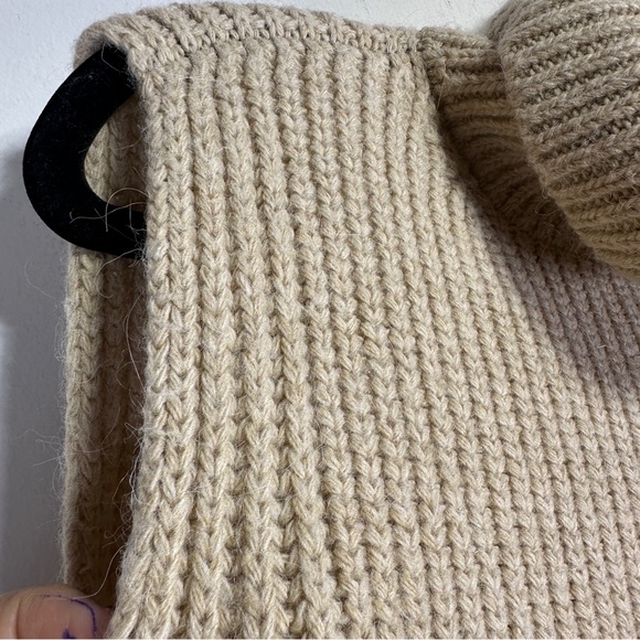 StilEstro Chunky Ribbed Turtleneck Open-Side Sweater Vest | One Size | Tan Vest - Picture 3 of 8